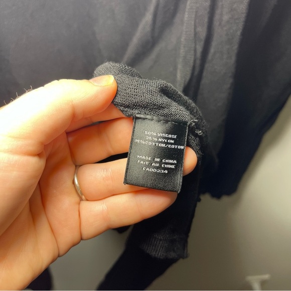 Hudson’s Bay Black Draped Open Cardigan Sweater Women’s minimalist layering in L - Picture 6 of 8